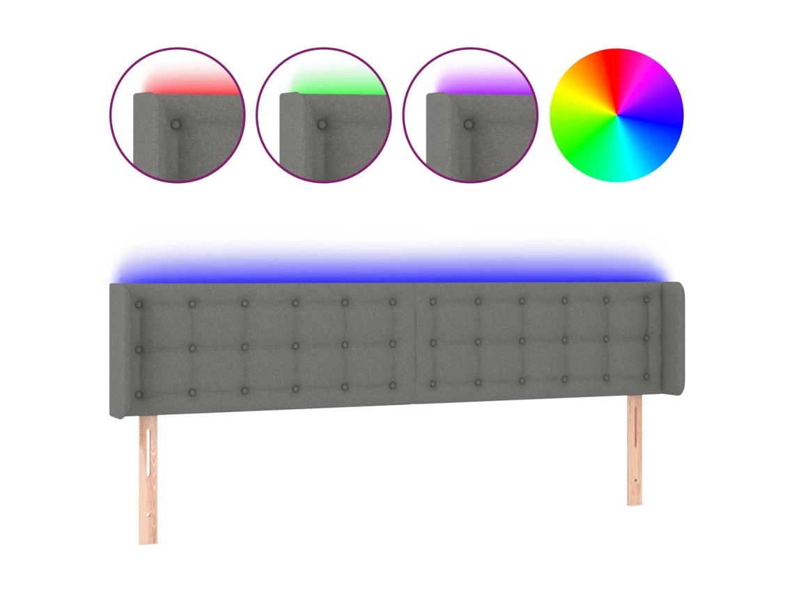 Led Headboard, Led Headboards Vidaxl Cinzeto Tecido (183 X 16 X 78/88 Cm)