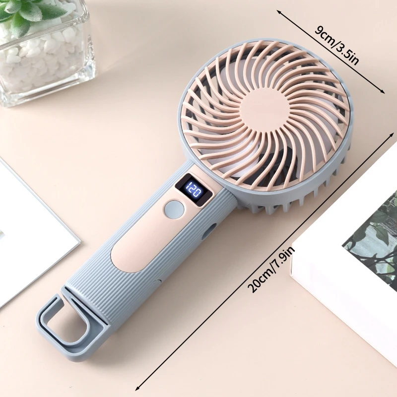 (s2 500mah) Ventilador Portátil Com Display Digital De 120 Velocidades, Carregamento Usb, Com Alça.