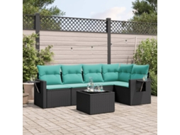 Vidaxl Conjunto De Sofá De Jardim Com 6 Peças E Almofadas Em Rattan Sintético Preto