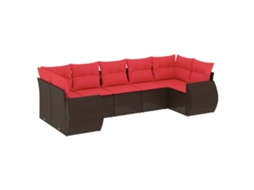 Conjunto de Sofá de Jardim, 7 Peças, Almofadas, Rattan Preto MAISON EXCLUSIVE