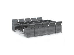 Conjunto de 11 Jantar para Jardim com Almofadões Vime Pe Cinzento MAISON EXCLUSIVE