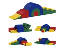 Curso de Habilidades Motoras Brinquedos Modulares para Escalada para Bebês 5 Tijolos Gigantes de Espuma Multicoloridos 181 X 39 X 44 Cm
