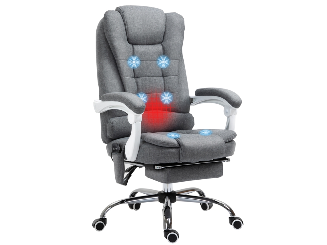 Cadeira Executiva com Massagem, Aquecimento, Linho Cinza ZENCORE SERVICES