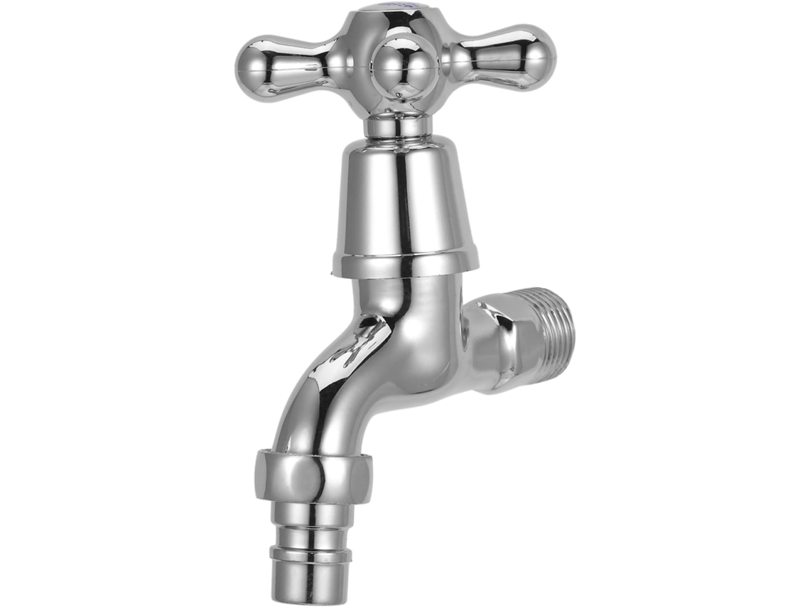 Torneira De Parede Para Água Fria, Liga Zinco, Bica Única, Prateada,