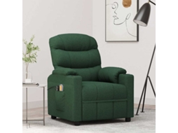 Vidaxl Poltrona De Massagens Elétrica Tecido Verde-escuro