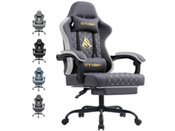 Cadeira Gamer Symino Racing – Ergonómica, Com Apoio Lombar, Apoio Para Os Pés, Pele Retro Pu, Capacidade De Peso Até 200 Kg, Cinzento Escuro