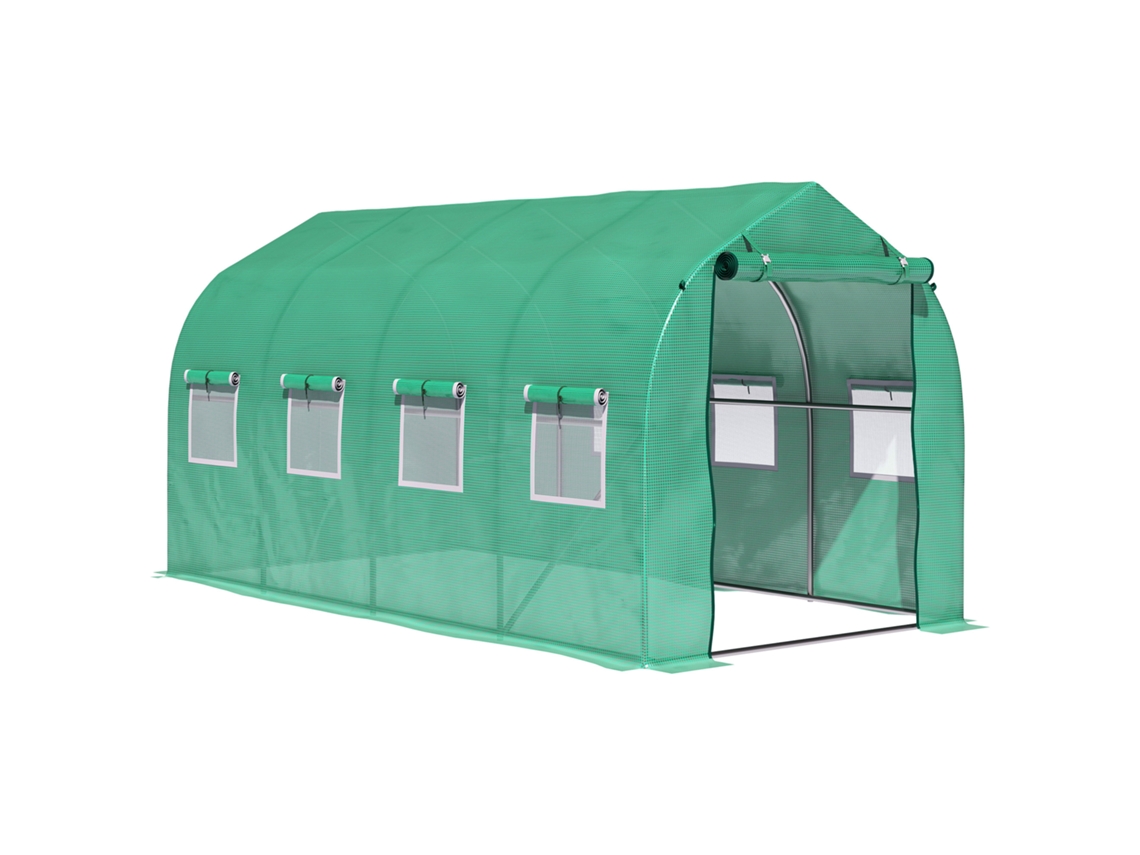 Estufa Tipo Túnel 4x2x2 M Estufa de Exterior com 8 Janelas de Malha e Porta Estufa de Cultivos para Pátio Jardim Verde Ge