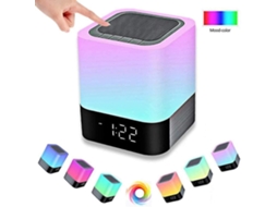 Coluna Lâmpada de cabeceira com controle de toque, Bluetooth com luz noturna, sem fio regulável com luz noturna