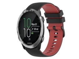 Pulseira De Relógio Lurelia Para Garmin Forerunner 645 20 Mm Xadrez Bicolor Silicone Preto Vermelho