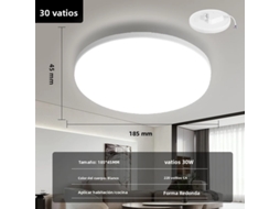 Luminária de Teto Led Redonda Moderna , Iluminação de Pvc com Economia de Energia. MDUG (branco Frio 30w, 1 Peça)