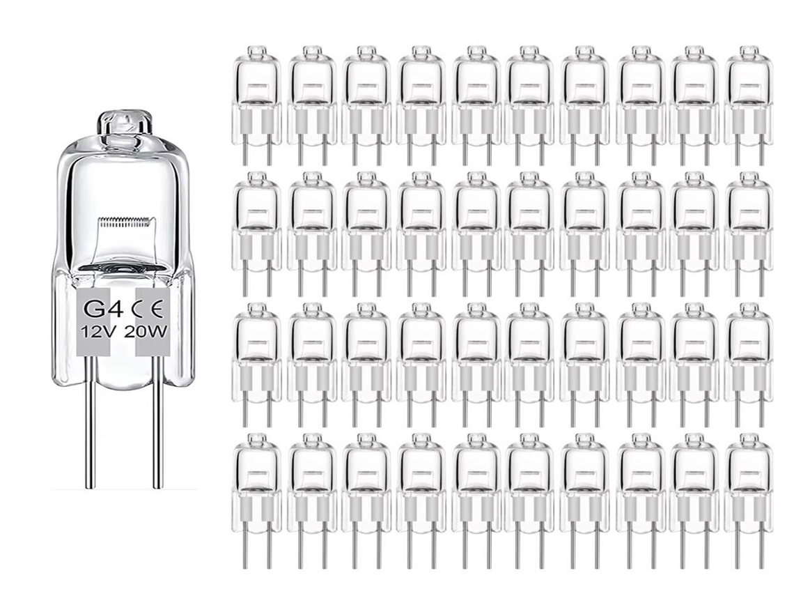 Lurelia Pack De 10 Lâmpadas Halógenas G4 20w 12v 280lm, Branca Quente, Regulável, Sem Cintilação, Para Manchas