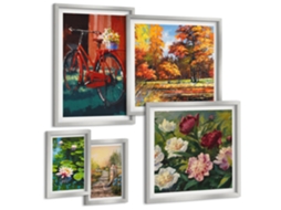 Conjunto De Pinturas Bicicletas Florais Pitoresco Espelharte (5 Peças)