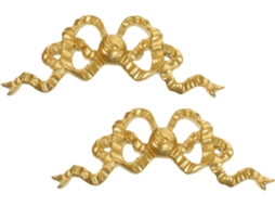 Enfeite Parede Resina Formato Dourado Elegante Decoração Retrô Fácil Instalar Entrada Conjunto 2 Peças Laço GOKOCO
