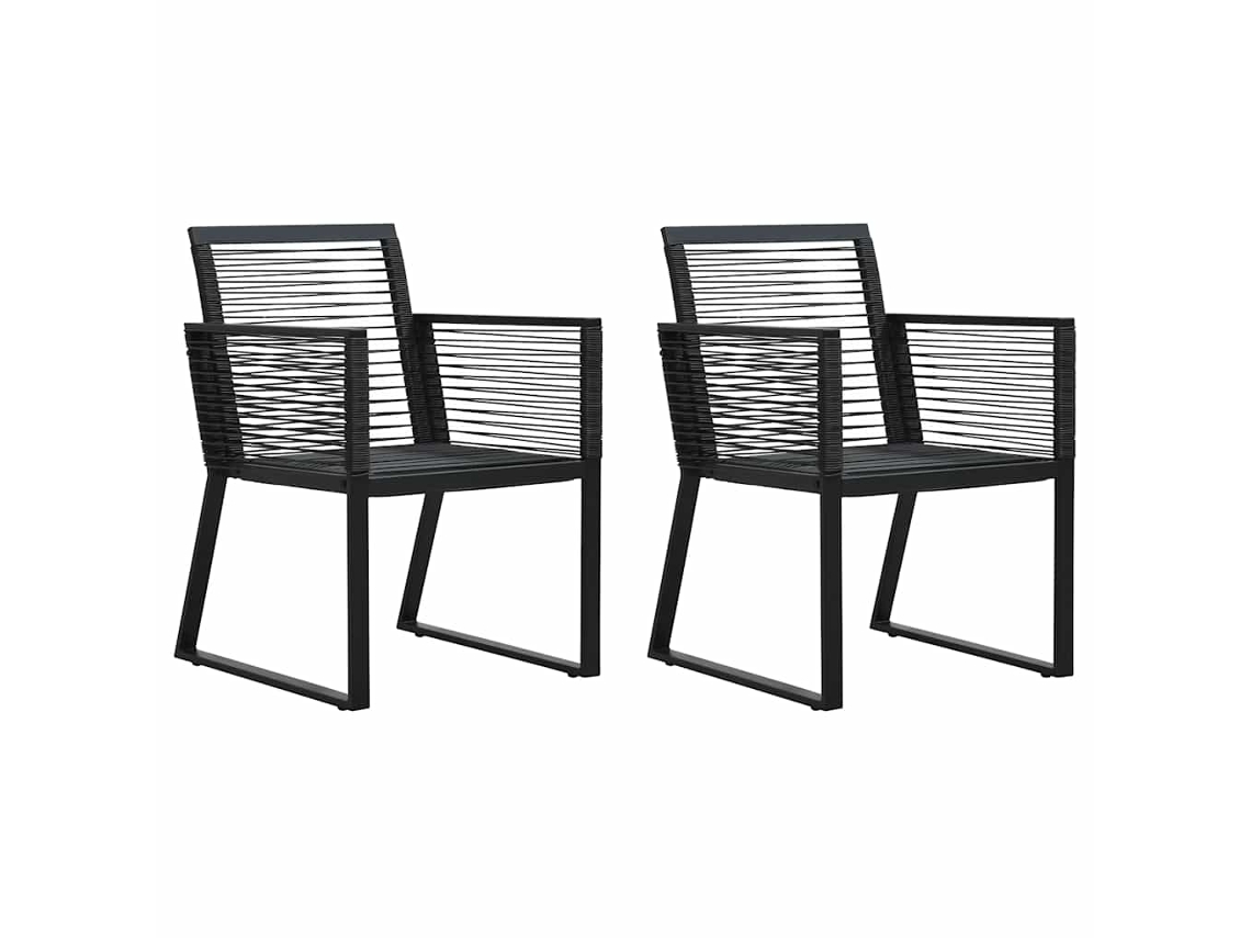 Vidaxl Cadeiras De Jardim 2 Pcs Vime De Pvc Preto