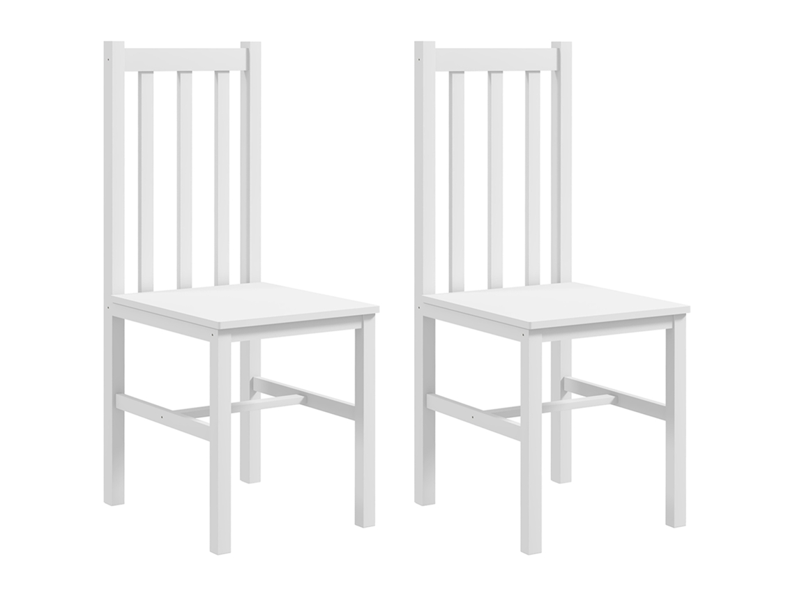 Conjunto de 2 cadeiras de cozinha de madeira maciça, branco, 38,5x47,5x99cm S/MARCA