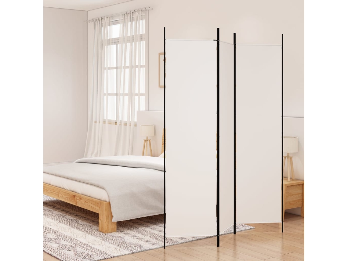 Vidaxl Divisória/biombo Com 3 Painéis 150x200 Cm Tecido Branco