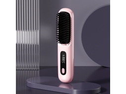 Escova Alisadora Sem Fio Rosa Display Lcd 3 Níveis Temperatura Aquecimento Rápido 20s Portátil YANYXR