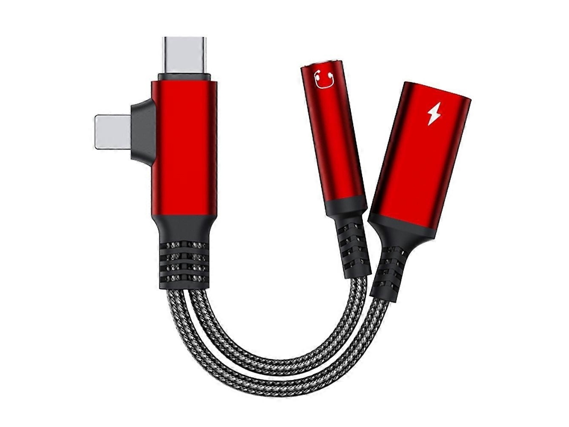 Cabo de Carregamento Usb c em Formato de L para Celular, 5 Mm Fêmea + Cabo de Carregamento Usb c Vermelho AQUAFORGE