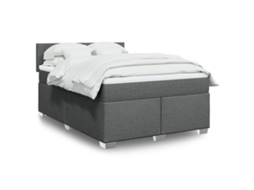 Vidaxl Cama Com Molas/colchão 140x190 Cm Tecido Cinzento-escuro