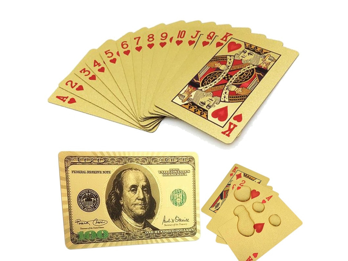 Cartas de Baralho Baralho Banhado a Ouro 24K Usd