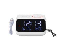 Relógio Rádio Digital Branco com Led Música Temperatura e Humidade NEVEANCE
