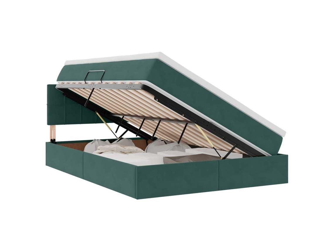 Cama com Armazenamento Verde Escuro 140x190 cm Veludo MAISON EXCLUSIVE
