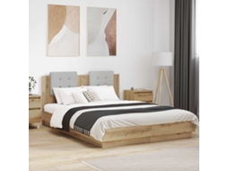 Vidaxl Estrutura De Cama Com Cabeceira Carvalho Artesanal 150 X 200 Cm