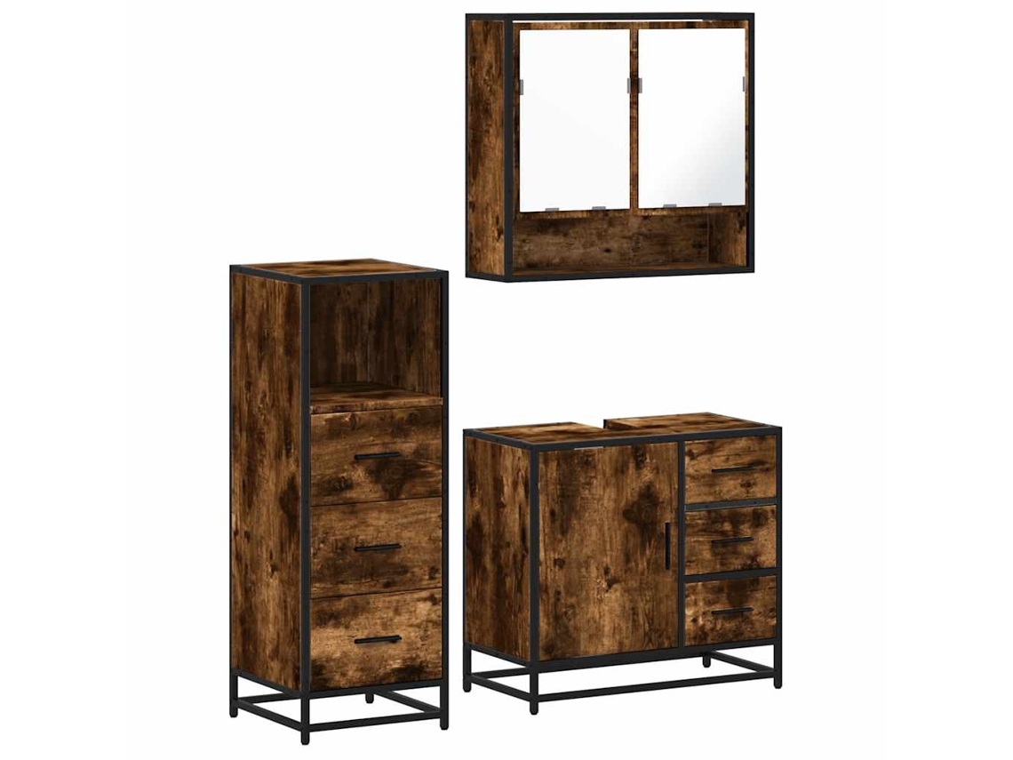 Bathroom Furniture Set, Bathroom Furniture Sets Vidaxl Marrom Madeira Processada (n/a)