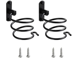 Suporte para Secador de Cabelo, Conjunto 2 Peças, Espiral Preto Parede GOKOCO