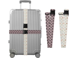 Conjunto De 2 Alças Bagagem Vintage Com Estampas Flores Em Espiral Arco Íris E Oncinha, Alças Ajustáveis E Portáteis