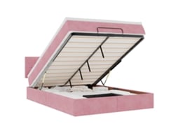 Estrutura de Cama Otomana com Colchão Veludo Rosa MAISON EXCLUSIVE (140x200 cm)