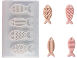 Conjunto de 4 Moldes Criativos de Brincos em Formato de Peixe Feitos com Argila Polimérica. SFUSHOS