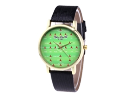 Relógio de Pulso de Quartzo com Pulseira Pu Estilo Moderno Padrão Esportivo Preto