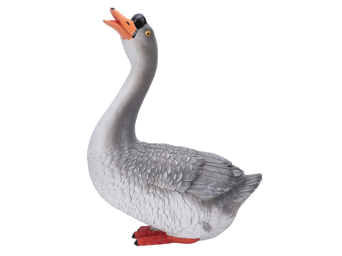 Estátua de Ganso em Resina Cinza Escultura de Animal de Fazenda Decorativa para Jardim e Casa S/MARCA