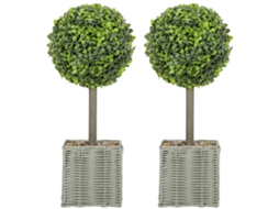 Conjunto de duas plantas artificiais em vasos resistentes UV, verde S/MARCA