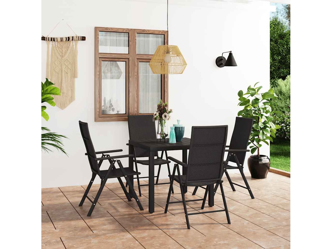 Vidaxl 5 Pcs Conjunto De Jantar Para Jardim Preto