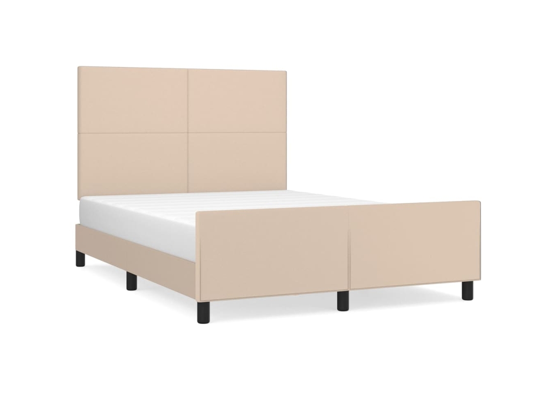 Estrutura de Cama com Cabeceira em Couro Artif. 140x190 Cm Cappuccino MAISON EXCLUSIVE