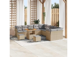 Vidaxl Conjunto De Sofá De Jardim 13 Unid. Bege E Cinza Claro Vime Pe
