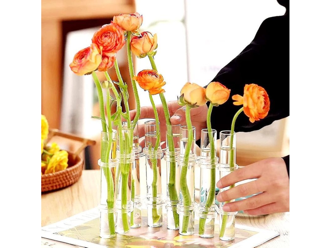 Vaso De Flor Em Tubo De Teste Com Seguro, 8 Peças, Suporte Para Plantas, Centros De Mesa Com Escova - Ys L- 18 X 3 Cm