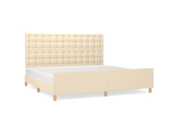Bed Frame With Headboard, Bed Frames With Headboards Vidaxl Creme Tecido (200 X 200 Cm)