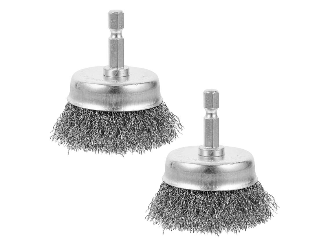 Escova De Arame Com Cabo Hexagonal De 2 Peças, Aço Preto