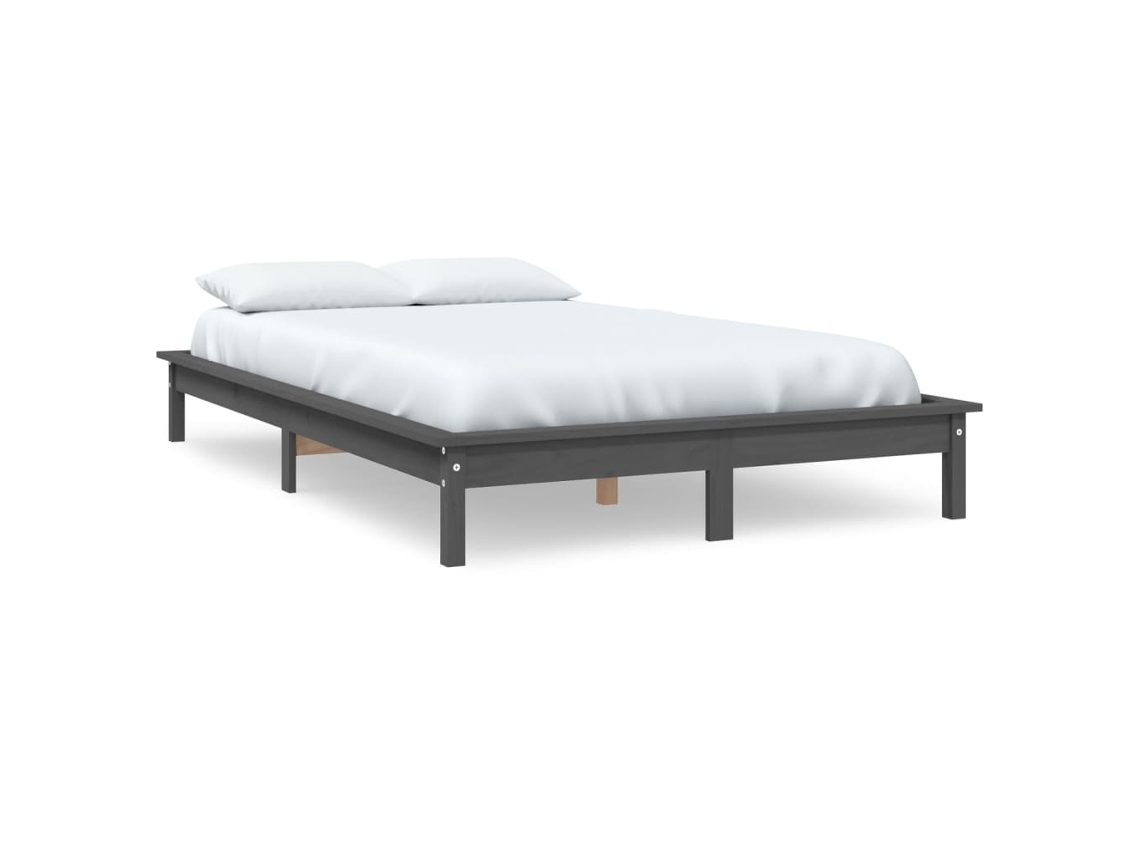 Bed Frame, Bed Frames Vidaxl Cinzeto Madeira De Pinho (200 X 200 Cm)
