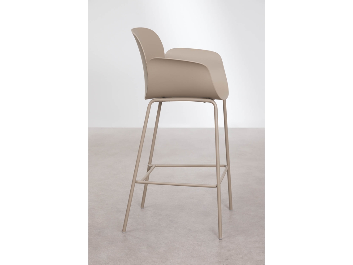 Sklum Banqueta Alta Em Polipropileno E Aço Lynette Plástico Moka Brown         ↑75 Cm