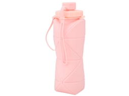 Mali garrafa de Água Silicone Plegável com Tampa Anti vazamento para Viagem Ginástica Caminhada Esportes Rosa 600ml