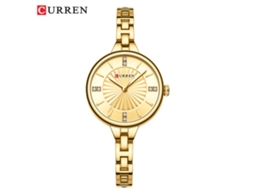 Relógio Feminino (cinta Dourada, Case Dourado E Face Dourada), Pulseira Casual Minimalista, Relógio Quartz Com Pulseira De Aço Resistente À Água