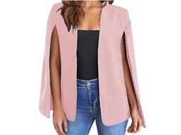 2026 jaqueta Casual para Mulher com Manga Dividida e Gola Bufanda Blazer Cape para Trabalho e Ocasiões Formais XL Rosa