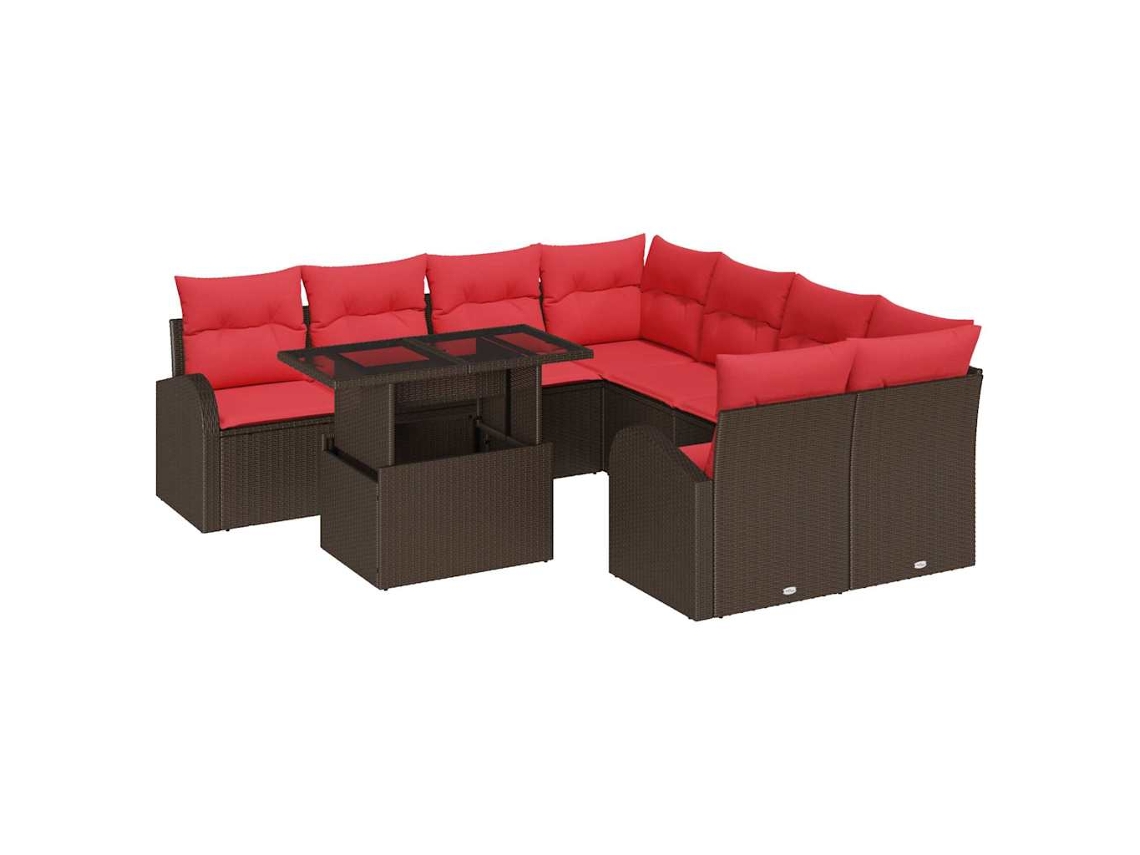 Maison Exclusive - Conjunto De Sofá De Jardim 9 Pcs Castanho Vime Pe