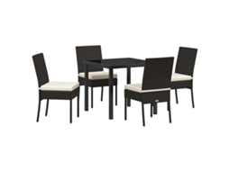 Maison Exclusive - Conjunto De Jantar Para Jardim 5 Pcs Preto Aço Revestido A Pó