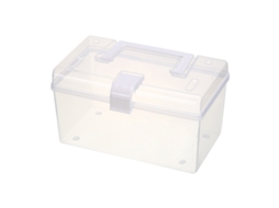 Caixa de armazenamento transparente com alça grande capacidade organizador portátil para mesa 19.5x11x10.5cm com S/MARCA
