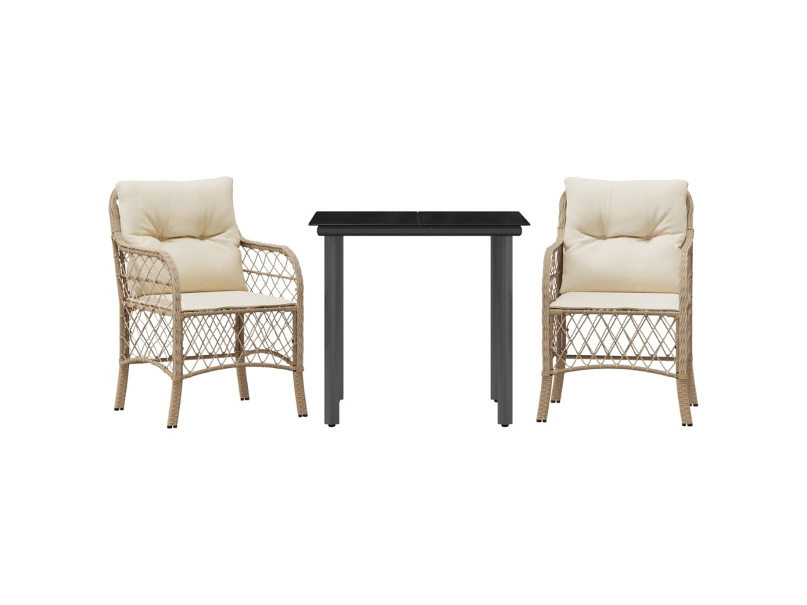 Bistro Set, Bistro Sets Vidaxl Bege Rattan / Vime (80 Cm Table Length)